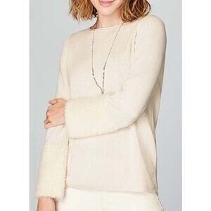 J Jill Oversized Plush Sleeve Sweater Size 2X Cream Minimal Soft Comfort Lagen
